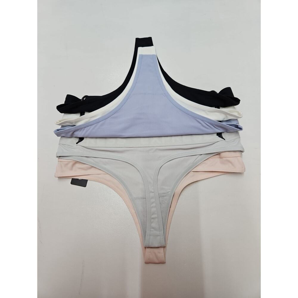 Express Woman's Soft Rib Thong Small Multicolor 5 Pack - Picture 7 of 9